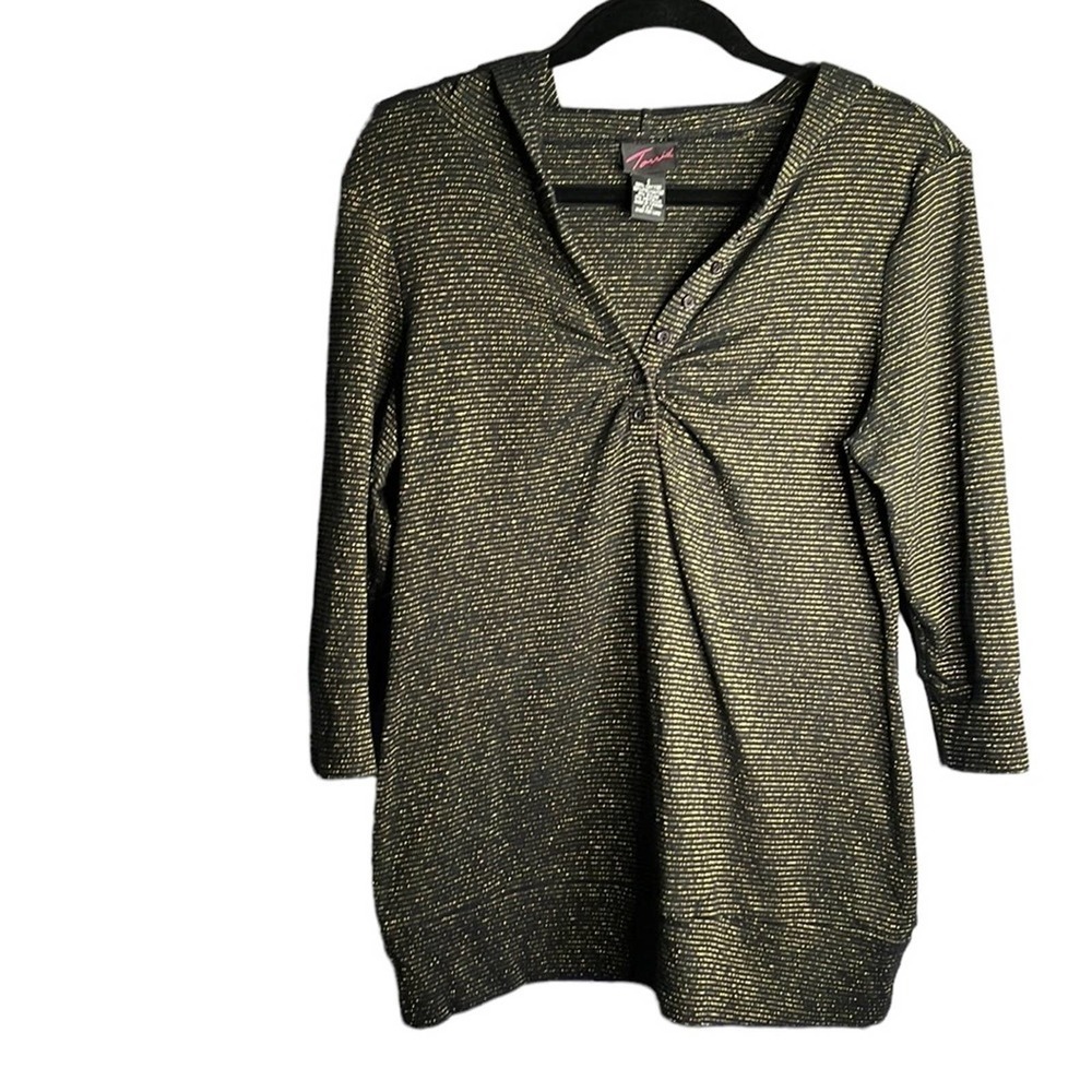 TORRID Black And Metallic Gold Hooded Top Size 1X